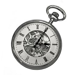 an old pocket watch with roman numerals on the face is shown in black and white