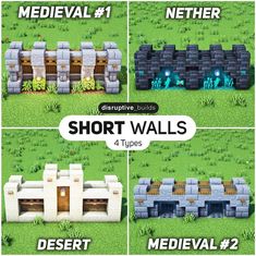 four different types of short walls in the game