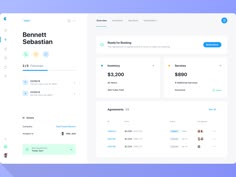 an image of a website dashboard with the name bennet sebasian on it
