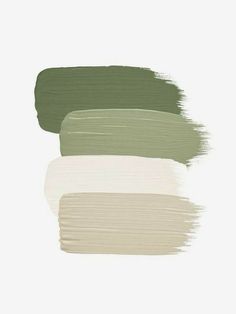 three shades of green and white paint with the same color on each side, one in different