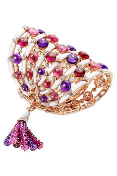 Bulgari Amethyst, rubellite, pink tourmaline, and diamond bracelet, Piroi Jewellery, Carla Bruno, High Jewellery, Carla Bruni, Tassel Bracelet