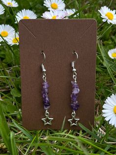 Purple Hypoallergenic Dangle Crystal Earrings, Hypoallergenic Amethyst Dangle Earrings, Amethyst Dangle Crystal Earrings With Natural Stones, Amethyst Natural Stone Dangle Crystal Earrings, Pisces And Capricorn, Astrological Signs, Wire Jewelry Designs, Jewelry Accessories Ideas, Labradorite Earrings