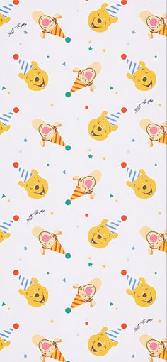 winnie the pooh wallpaper is shown with many different colors and designs on it