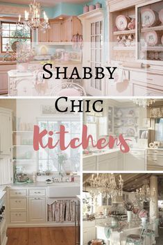 a collage of photos with the words shabby chic kitchens