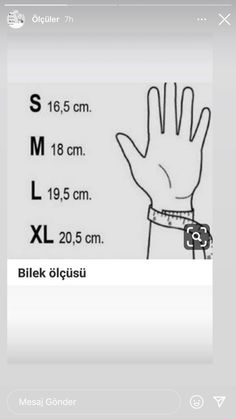 an image of a hand that is on the screen with measurements for each hand and how to read it