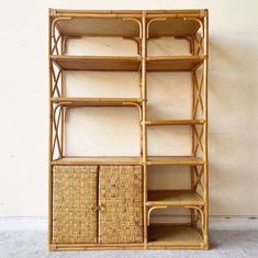 Boho Chic Bamboo Rattan and Wicker Etagere/Bookcase | eBay Lane Furniture, Coffee Table Desk, Etagere Bookcase, Bookcase Shelves, Chandelier Lamp, Fitz And Floyd, Asian Antiques, Vintage Bohemian, Glass Shelves