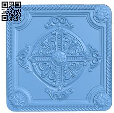 a decorative ceiling tile with an ornate design on it's center and sides, in light blue