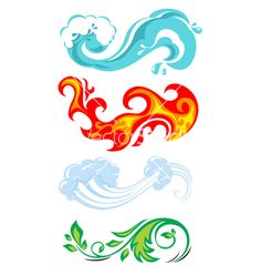 four different colored designs on white background