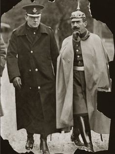 Winston Churchill with Kaiser Wilhelm II of Germany. The Kaiser was a grandson of Queen Victoria. Those WWI royals were all related! Kaiser Wilhelm Ii, Kaiser Wilhelm, German History, History People, Historical People, Historical Images, Winston Churchill