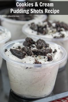 cookies and cream pudding shots recipe in plastic cups