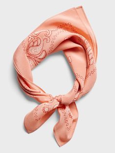 Accent your look with this bandana, made with luxuriously soft silk.  Length: 20" (51cm) Width: 20" (51cm) Elegant Summer Scarves With Bandana Print, Elegant Summer Scarf With Bandana Print, Elegant Pink Bandana, Silk Bandana For Summer, Trendy Silk Bandana Print Scarf For Spring, Trendy Silk Scarf With Bandana Print For Spring, Trendy Bandana Print Silk Scarf For Spring, Trendy Spring Bandana, Summer Paisley Print Bandana