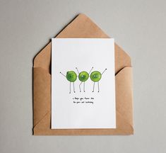 a card with three green apples on it and the words, you're going to grow