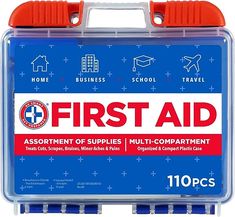 Be Smart Get Prepared 110 pc First Aid Kit: Clean, Treat, Protect Minor Cuts, Home, Office, Car, School, Business, Travel, Emergency, Outdoor, Camping & Sports, FSA/HSA (Packaging may vary) Car School, College Essentials, Sports Camp, Be Smart, Camping Essentials, Aid Kit, Travel School, First Aid Kit, Sports Nutrition