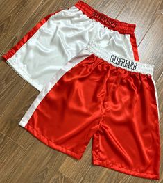 "Dear Customers, The price of this listing is for a SINGLE pair of boxing shorts in regular sizes. There is additional cost for EMBROIDERY (initials, names, nick names, titles, dates, logos, images....). YOU CAN GET DISCOUNT FOR YOUR BULK ORDER. PLEASE LET ME KNOW YOUR QUANTITY. I do COMBINED shipping cost to save you the money. For more info on PAYMENT, SHIPPING, and RETURN please check my \"Shop Policies\" and feel free to ask if you have any questions. Thanks, May" Red Sporty Boxer Briefs For Training, Personalized Boxer Shorts, Womens Boxing Shorts, Cute Boxing Shorts, Embroidery Initials, Boxing Trunks, Nick Names, Muay Thai Shorts, Short Blanc