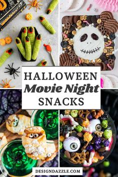 halloween movie night snacks with text overlay