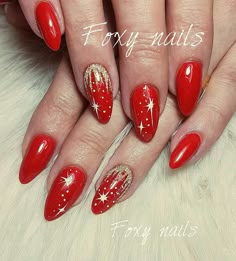 Red Acrylic Nails, Popular Nails, Christmas Nail Designs, Christmas Nail Art, Fancy Nails