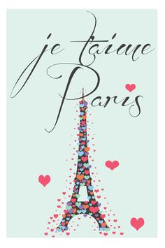 the eiffel tower is surrounded by hearts