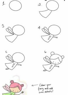 how to draw a cartoon fairy with different shapes and sizes for children's drawings