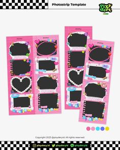 two pink frames with hearts on them for photoshopped templates, one in the shape