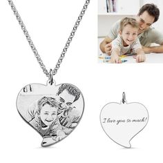 Memorial Charm Heart Photo Necklace In Sterling Silver Mother Necklace, Sweet 16 Gifts, Memorial Pendant, Picture Necklace, Photo Locket Necklace, Best Friend Necklaces, Pendant Heart, Crochet Simple, Photo Pendant