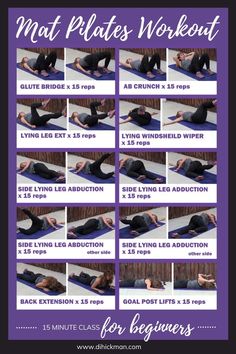 a poster showing how to do the begin pilates workout with pictures and instructions