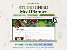 an image of a web page for a food and drink restaurant with the words, studio ghibli meal planner