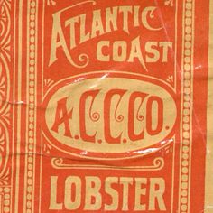 an orange and white poster with the words atlantic coast 4, 000 lobster on it