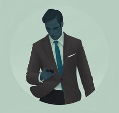 a man in a suit holding a cell phone