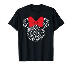 mickey mouse ears with red bow and stars on it's chest t - shirt