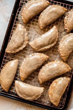 some food is sitting on a cooling rack