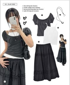 Stylish Conservative Outfits, Sawako Aesthetic Clothes, Sawako Inspired Outfits, 2000s Fashion Outfits Skirts, Sawako Fits, Sawako Outfit, Clothes Layering, Acubi Club