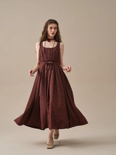 Grace 31 | wool party dress – Linennaive Fall Wedding Pleated Dress, Fall Wedding Dress With Pleated Details, Brown Fall Wedding Dress, Chic Wool Party Dress, Formal Wool A-line Dress, Spring Evening Wool Dresses, Elegant Winter Belted Dress, Elegant Brown Belted Midi Dress, Chic Sleeveless Wool Dress