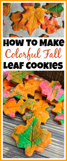 how to make colorful fall leaf cookies with colored leaves on the outside and in the inside