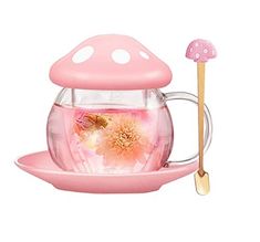 9 Amazing Kawaii Christmas Gifts You Can Buy Online #kawaii #kawaiigifts #kawaiichristmas #christmasgifts #christmasgiftideas #cutegifts #pinkgifts #koreangifts #plushies #christmas Rain House, House Cute, Cute Tea Cups, Tea Cup With Lid, Pink Mushroom, Glass Tea Cups, Glass Coffee Cups, Mushroom Design