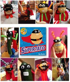 a collage of photos showing different types of stuffed animals