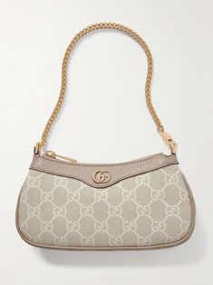 GUCCI Ophidia leather-trimmed canvas-jacquard shoulder bag Elegant Summer Bags, Luxury Gucci Bags, Small Gucci Purse, Cute Shoulder Bags Purses, Luxury Bags Chanel, Small Gucci Bag, Shopping Wishlist Ideas, Designer Bags 2024, Cute Handbags Designer