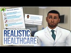 a man in a white suit and tie next to a computer screen with the words realistic healthcare