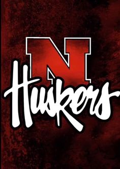 the n huskies logo on a red and black background with white letters that read n, huskers