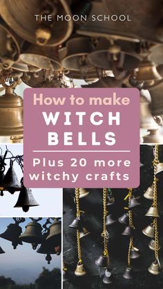 20 Witchy Winter Crafts to Make, Sell & Gift for a Magickal Yule! How To Make Witches Bells Diy, Handmade Yule Ornaments, Yule Symbols Winter Solstice, Diy Witchy Christmas Gifts, Diy Witch Bells For Door, Diy Pagan Yule Decorations, Crafts With Bells, Witch Bells Diy How To Make, How To Make Witches Bells