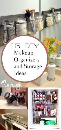 15 DIY Makeup Organizers and Storage Ideas Diy Makeup Storage Organizers, Makeup Organization Bathroom, Bathroom Organization Hacks, Organized Bathroom, Diy Organizer