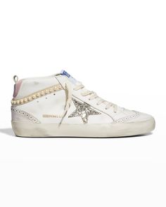 Golden Goose Mid Star, Golden Goose Mid, Dress Logo, Preppy Shoes, Mid Top Sneakers