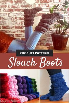 crochet pattern for slouch boots with text overlay that reads,'crochet pattern slouch boots '