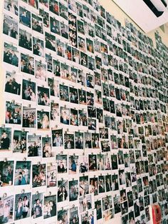 a wall covered in pictures and people's photos