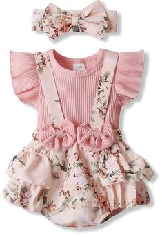 2 Pcs Newborn Baby Girls Summer Tops Floral Shorts Headband Outfits Clothes Set. Size: 12-18 months 【Superior Material】: Baby clothes for girls are made of 95% cotton and 5% spandex, friendly to baby's skin, soft and comfortable to wear. 【Features】: Baby girl clothes are designed with ruffled sleeveless baby girl romper, floral suspender overalls dress shorts, which will make your baby girl more vivid and adorable. 【Convenient Design】: Snap up design makes it easy for new daddy and mom to help b Newborn Baby Girl Clothes, Stylish Baby Clothes, Newborn Baby Girl Outfit, Newborn Girl Outfits