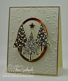 a card with christmas trees on it