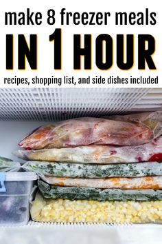 freezer meals in 1 hour with text overlay