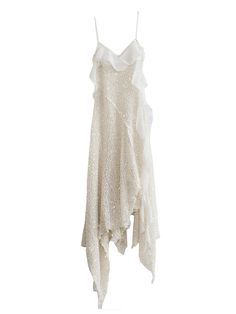 Mesh Sheer Camisole Layered Asymmetry One-Piece Summer Sequin Dress With Asymmetrical Hem, Summer Dresses With Sequins And Asymmetrical Hem, Sheer Camisole, Milky White, British Indian, Set Dress, Halter Dress, Chloe, Sequin