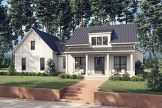 this is an artist's rendering of the farmhouse style house plans for small homes