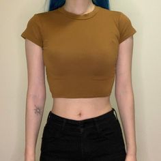 Brand New, Never Worn Before. Really Comfortable Material That Hugs Your Skin And Isn't See Through. Measurements (Taken Lying Flat): Bust: 13.5 Inches Waist: 11 Inches Length: 14 Inches Tags: Minimal Minimalist Fall Autumn Swampcore Goblincore Petite Dark Academia Fitted 90s Style Crop Top T-shirt, Y2k Fitted Short Sleeve Tops, 90s Style Stretch Crew Neck Top, Summer Y2k Style T-shirt, Y2k Style Summer T-shirt, Solid Stretch Y2k T-shirt, Y2k Style Solid Color Short Sleeve Crop Top, Y2k Style Solid Stretch Tops, Fitted Y2k Crew Neck Top