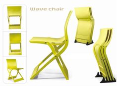 the yellow chair has four different angles to it